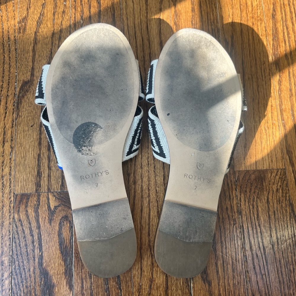 Rothy’s The Hemp Knot Black & Beige Sandals Size 7 - Picture 2 of 5